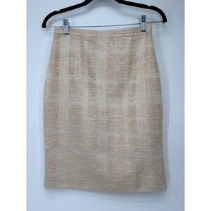 Tory Burch Devora Pencil Skirt Womens 4 Tan Tweed‎  Devora Brocade Interview